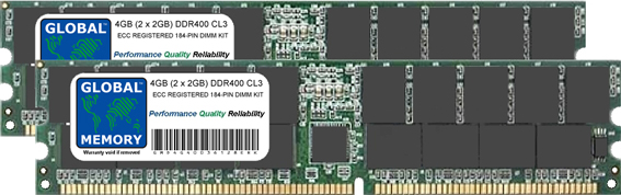 4GB (2 x 2GB) DDR 400MHz PC3200 184-PIN ECC REGISTERED DIMM (RDIMM) MEMORY RAM KIT FOR SERVERS/WORKSTATIONS/MOTHERBOARDS (CHIPKILL)